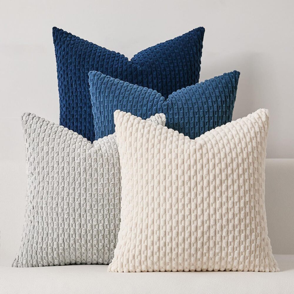 8427 Kevin Textile Pack of 4 Corduroy Decorative Throw Pillow Covers 18x18